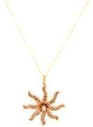14kt Yellow gold diamond and seed pearls sunburst pendant on chain