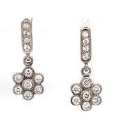 18kt White gold 1ctw diamond flower dangle earrings