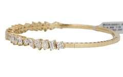 New 4.96ctw Mixed Cut Diamond Flex Bangle Bracelet in 14K