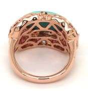14kt Yellow gold East West oval turquise and tourmaline topaz cocktail ring