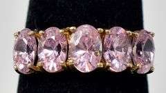 Sparkling 10K Yellow Gold Pink CZ Gemstone Ring