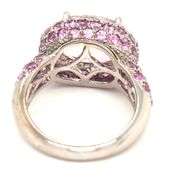 18kt White gold East west Oval Kanzanite and diamond halo cocktail ring