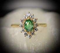 Classic 14K Yellow Gold Emerald and Diamond Ring