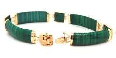 14kt Yellow gold Malachite bar bracelet