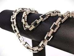 Huge 65.8 Gram 14 Kt White Gold Plated Rolo Box Link Necklace