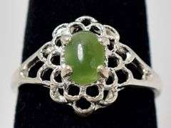 Green Gemstone Ring in Sterling Silver