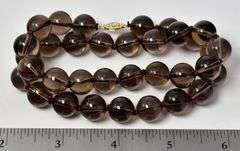 Marvelous Smokey Quartz Gemstone Necklace with a 14K Yellow Gold Clasp