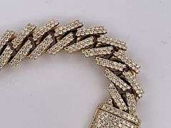 CERTIFIED 10K YELLOW GOLD MIAMI CUBAN DIAMOND LINK BRACELET