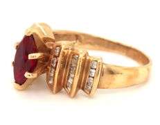 Lovely Estate 14K YG Ruby and Diamond Ring