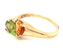 14kt Yellow gold Citrine and peridot crossover ring