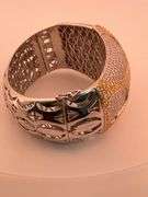 CERTIFIED 18K WHITE AND YELLOW GOLD DIAMOND BANGLE BRACELET 16.25 C.T.W.