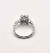 14 Kt White Gold Plate 6.5 mm Amber Ice Fire Moissanite Ring