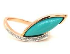 14kt Yellow gold Turquoise and diamond bypass ring