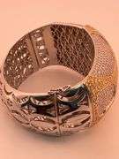 CERTIFIED 18K WHITE AND YELLOW GOLD DIAMOND BANGLE BRACELET 16.25 C.T.W.