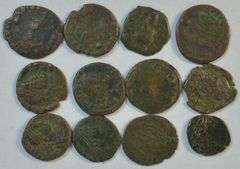 Lot of 12 assorted Constantine the Great Roman Bronzes, 334 AD.
