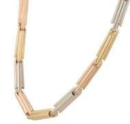 5.0MM Polished Tri-Tone Double Fetter Link Necklace in 18K