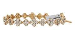 New 2.74ctw Round Diamond Clover Shaped Station Bracelet in 14K
