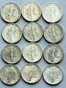 12 Slider or Uncirculated Raw Mercury Dimes.