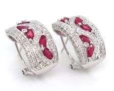 14kt White gold ruby and diamond earrings