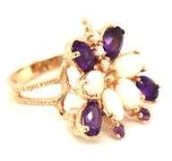 10kt Yellow gold amethyst and opal cluster butterfly ring