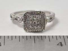 Sterling Silver Diamond Cluster Ring