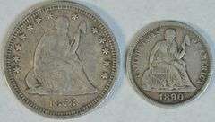 Very sharp 1890 Seated Dime & 1878 Seated Quarter in XF