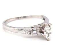 14kt White gold 0.50ctw marquise, RBC and baguette diamond engagement ring