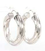 14kt White gold twisted hoop earrings