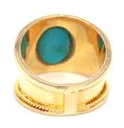 18kt Yellow gold wide cigar band with synthetic turquoise cab