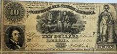 $10 Sep 2 1861 Series Confederate States Note.
