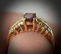 Elegant 14K Yellow Gold Oval Ruby & Diamond Ring