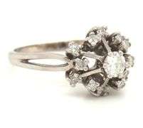 14kt White gold diamond cluster snowflake ring