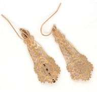 14kt Yellow gold filigree dangle earrings