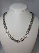 Huge 65.8 Gram 14 Kt White Gold Plated Rolo Box Link Necklace