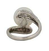 13.0MM South Sea Pearl and 1.10ctw Pave Diamond Bypass Ring in 18K