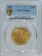 Fully struck Near Gem BU 1901 $10 Liberty Gold Piece. PCGS MS64