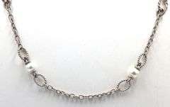 Judith Ripka 925 Sterling Silver Rope And Pearl Necklace