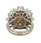 Vintage Pearl and 0.10ctw Diamond Accent Statement Ring in 14K