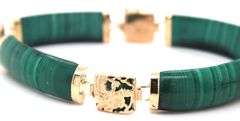 14kt Yellow gold Malachite bar bracelet