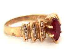 Lovely Estate 14K YG Ruby and Diamond Ring