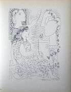 PABLO PICASSO, TWO WOMEN BEFORE SCULPTURED HEAD