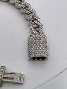 CERTIFIED 14K WHITE GOLD DIAMOND CUBAN LINK BRACELET.