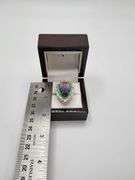Luscious Teardrop Amethyst Ring with Gold Plated Silver and Mine Cut Diamonds