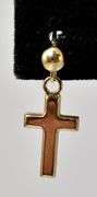 Holy 10k Yellow Gold Cross Dangle Earrings