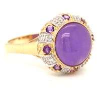 14kt Yellow gold Lavender Jade and amethyst ring