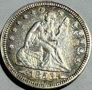 Sharp Two Tone 1853 Arrows and Rays Seated Quarter