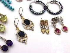 925 Sterling Silver Gemstone Earrings Lot