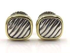 David Yurman cable classic 2 tone cushion cuff links and studs set