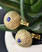Elegant 14K Yellow Gold Cufflinks with Sapphires
