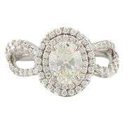 1.71ctw Oval and Round Diamond Double Frame Split Shank Engagement Ring in 18K